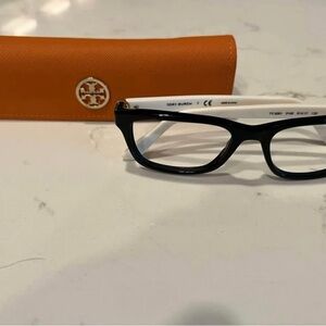 Tory Burch Black and White Eyewear with Orange Case